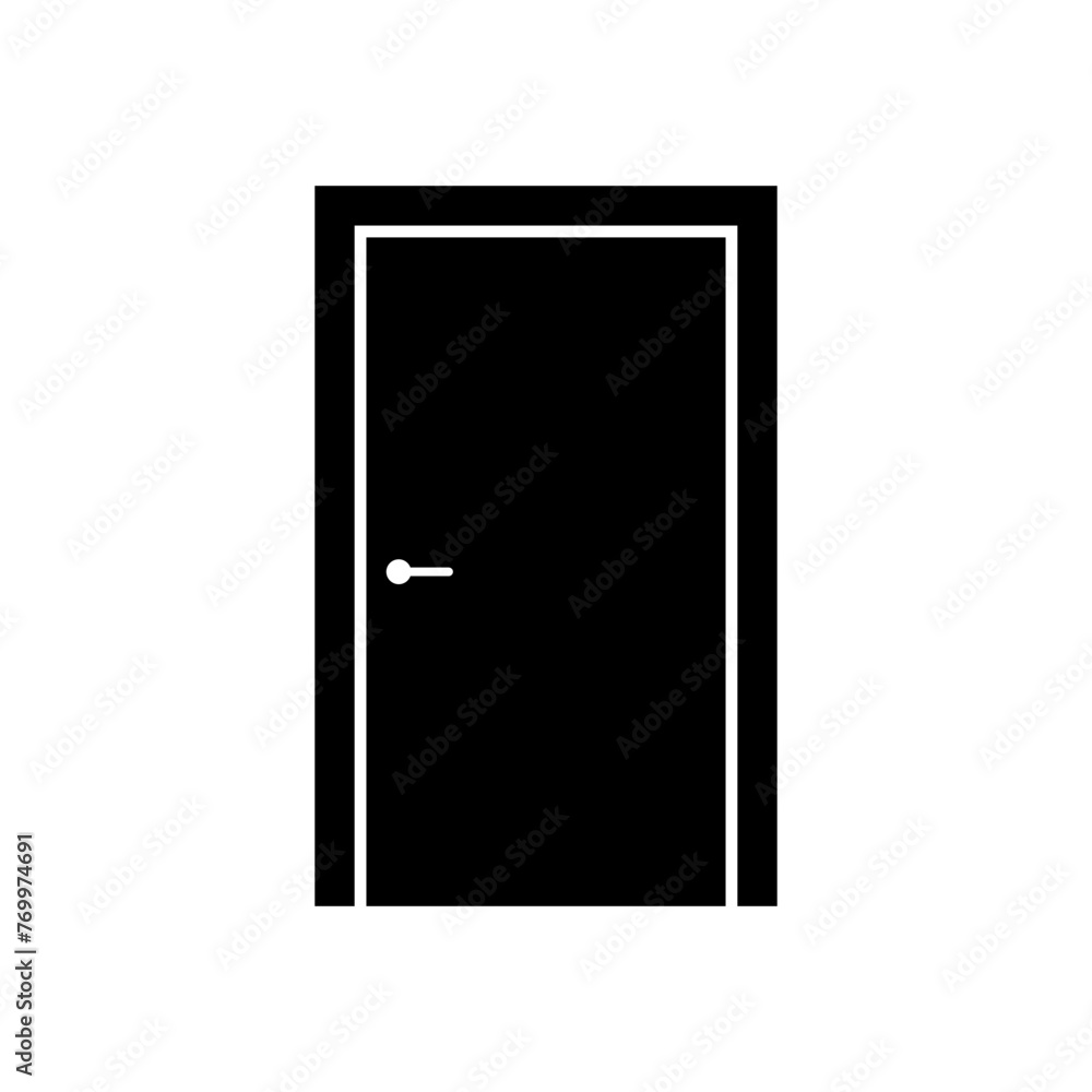 Door icon. Black silhouette. Front view. Vector simple flat graphic illustration. Isolated object on a white background. Isolate. Door icon. Black silhouette. Front view. Vector simple flat graphic illustration. Isolated object on a white background. Isolate.