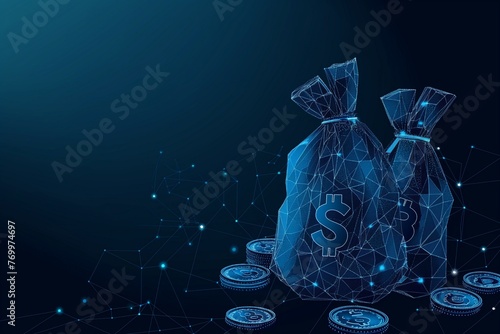 Cashback Money Exchange concept low poly wireframe, low poly wireframe money background, money exchange background, money exchange background, low poly wireframe money background, business background © MH