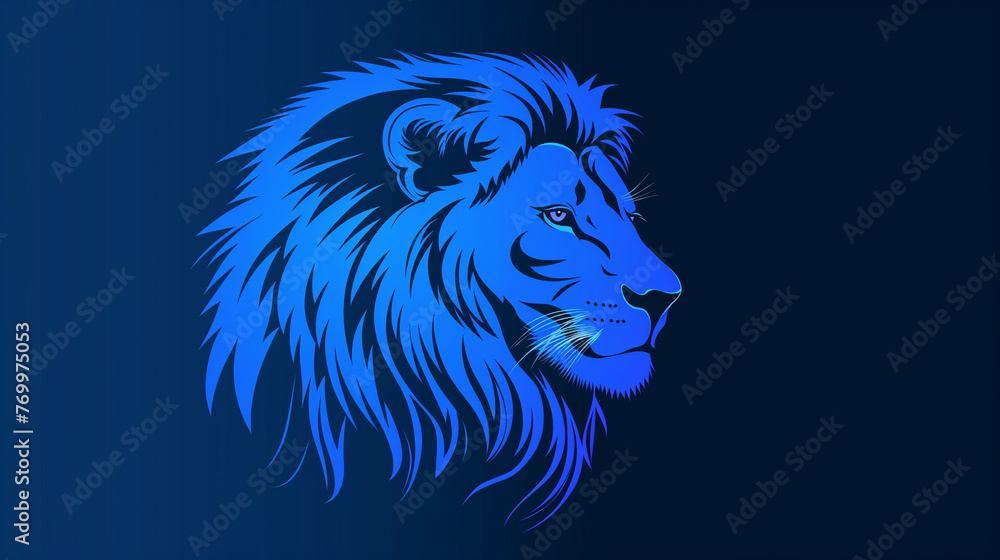 Leão cor zul - Ilustração