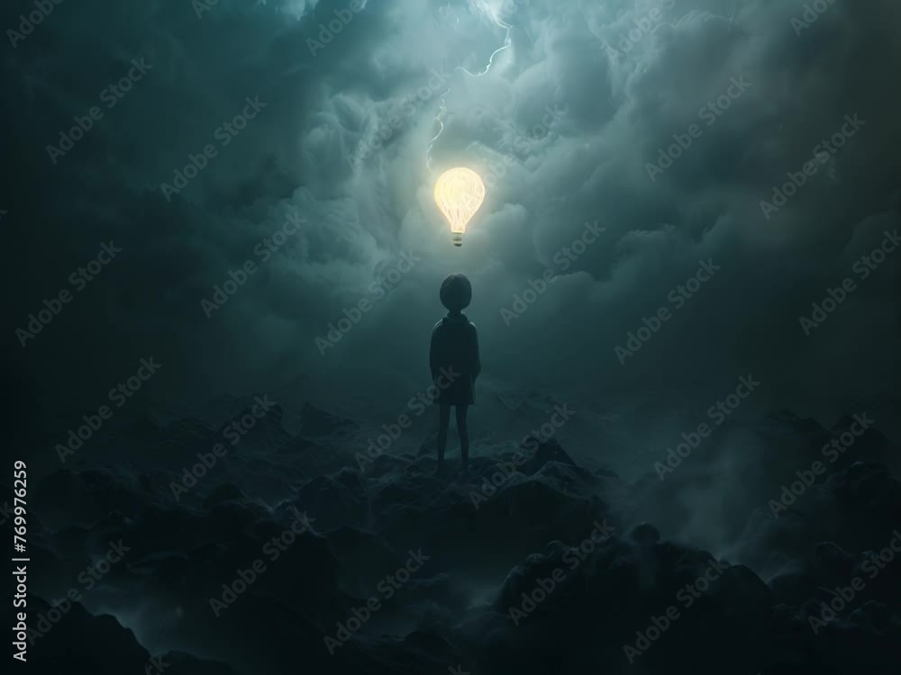 A whimsical character, amidst a sea of gray, catches a glowing thought bubble The scene zooms in on their eager eyes, turning inspiration into a journey of vibrant leadership A whimsical character, amidst a sea of gray, catches a glowing thought bubble The scene zooms in on their eager eyes, turning inspiration into a journey of vibrant leadership