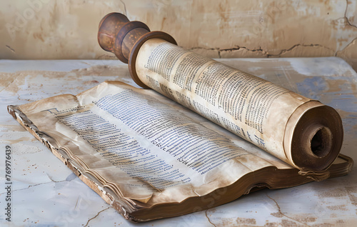An open scroll with the text of Galatians  photo