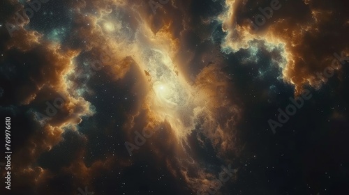 Celestial Blaze: Fiery Nebula and Interstellar Clouds Dance in Cosmic Harmony, Creating an Enthralling Spectacle of Light and Energy that Reverberates Across the Galactic Expanse