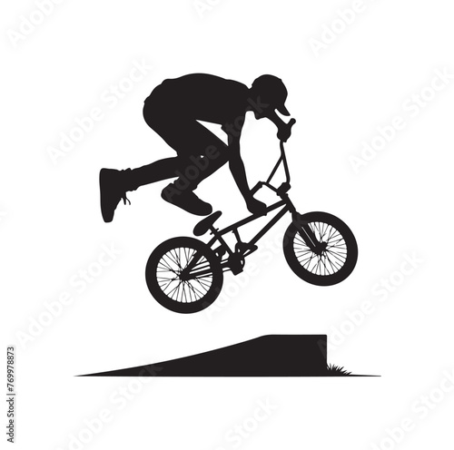 Professional bmx bicycle player silhouette. Vector illustration