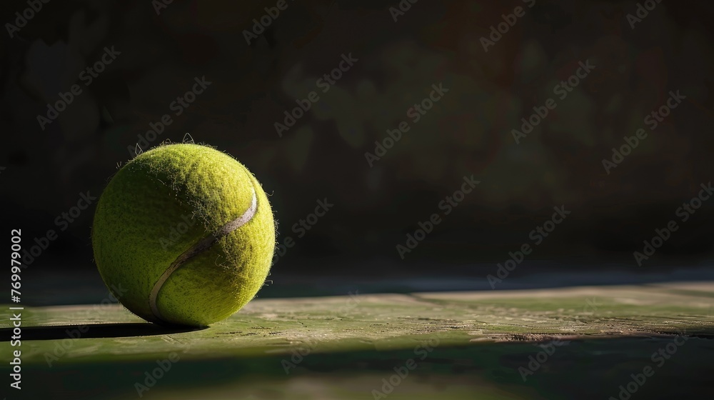 Singular focus! A solitary tennis ball stands against, symbolizing the precision and anticipation of the game.