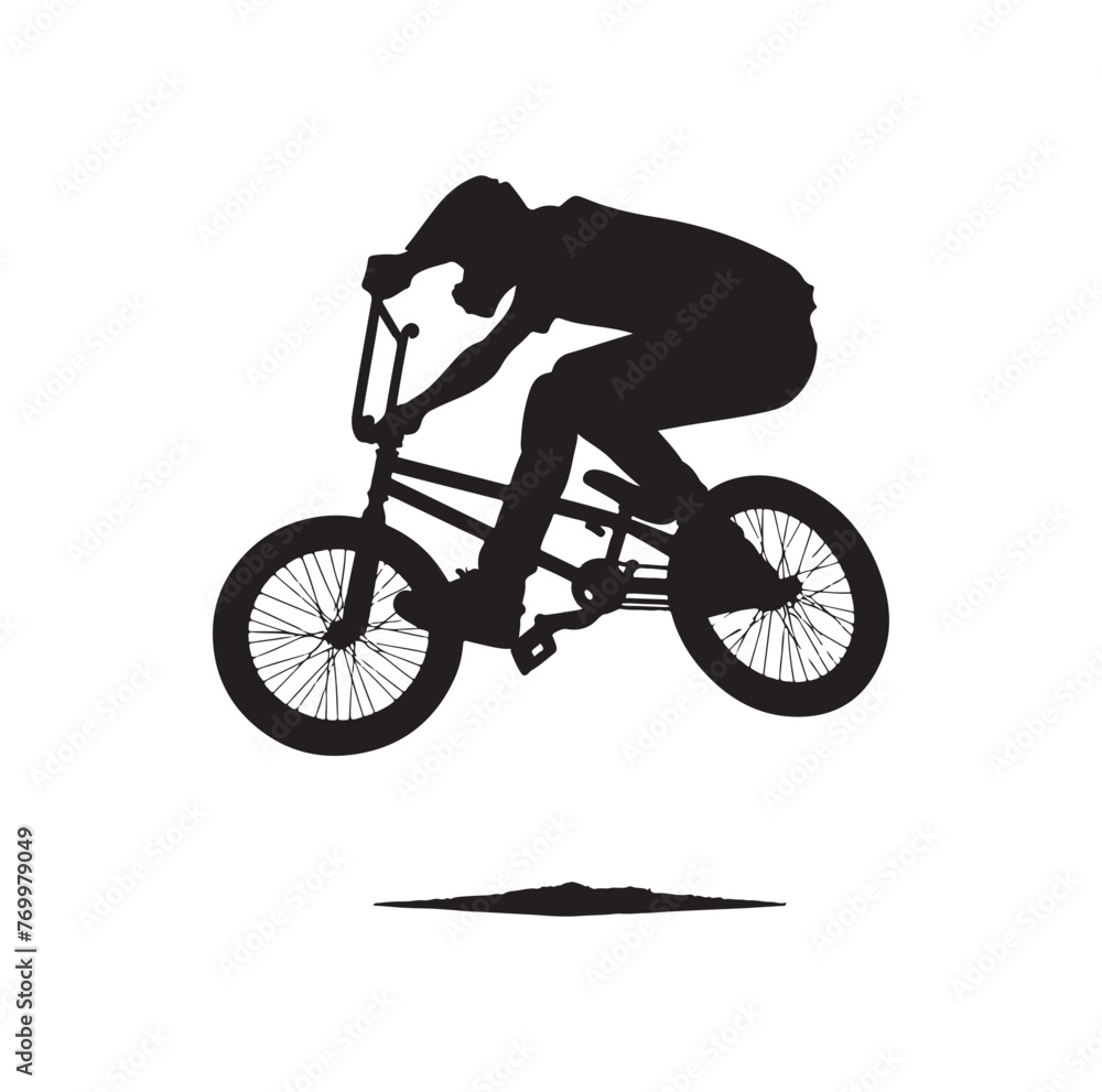 Fototapeta premium Professional bmx bicycle player silhouette. Vector illustration
