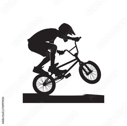 Professional bmx bicycle player silhouette. Vector illustration