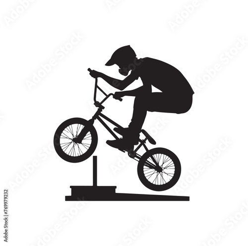 Professional bmx bicycle player silhouette. Vector illustration