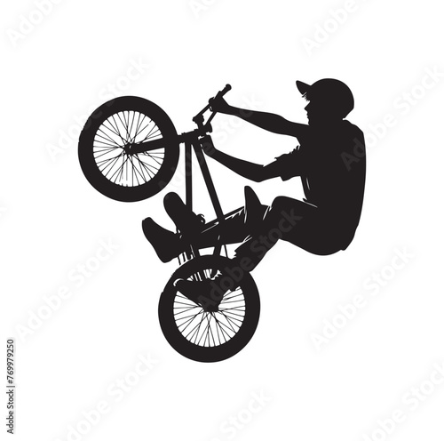 Professional bmx bicycle player silhouette. Vector illustration