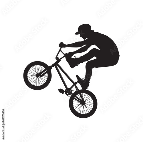 Professional bmx bicycle player silhouette. Vector illustration