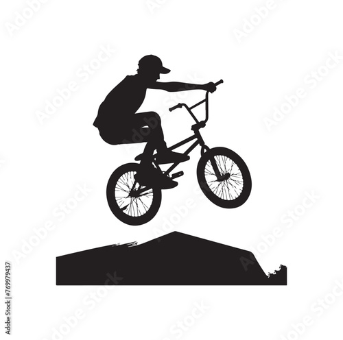 Professional bmx bicycle player silhouette. Vector illustration