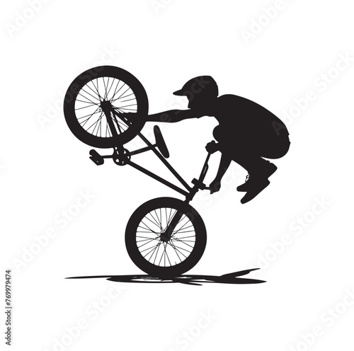 Professional bmx bicycle player silhouette. Vector illustration