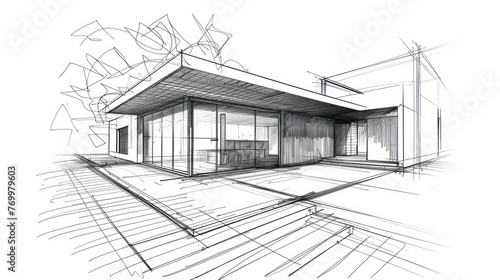 building sketches, city houses, 3d illustrations