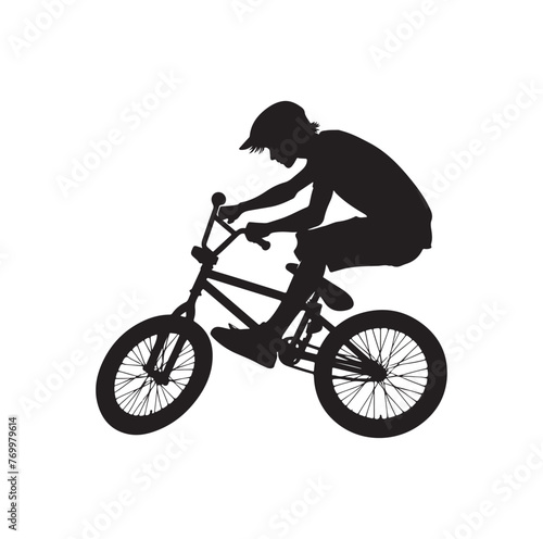 Professional bmx bicycle player silhouette. Vector illustration