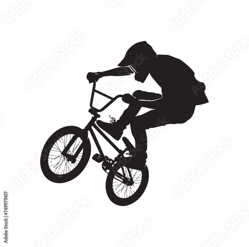 Professional bmx bicycle player silhouette. Vector illustration