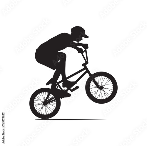 Professional bmx bicycle player silhouette. Vector illustration