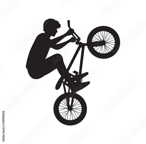 Professional bmx bicycle player silhouette. Vector illustration