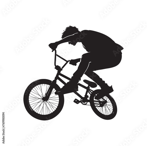 Professional bmx bicycle player silhouette. Vector illustration