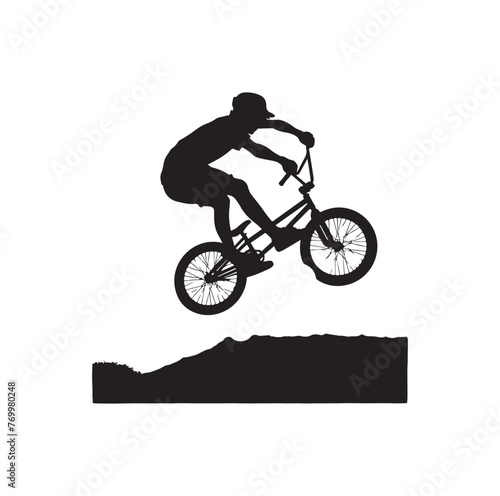 Professional bmx bicycle player silhouette. Vector illustration