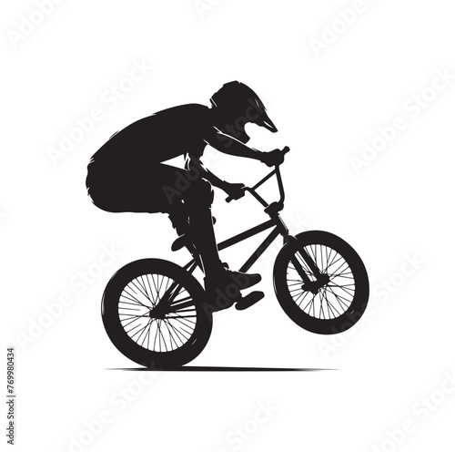 Professional bmx bicycle player silhouette. Vector illustration