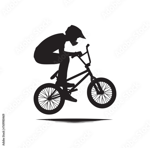 Professional bmx bicycle player silhouette. Vector illustration