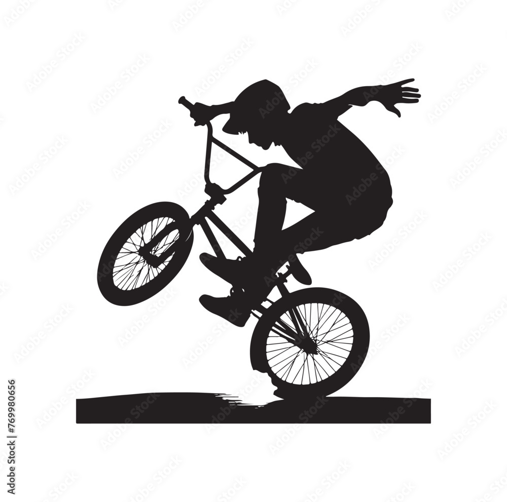 Obraz premium Professional bmx bicycle player silhouette. Vector illustration