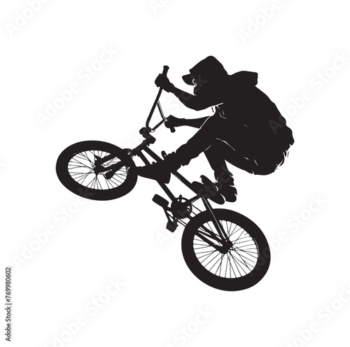 Professional bmx bicycle player silhouette. Vector illustration