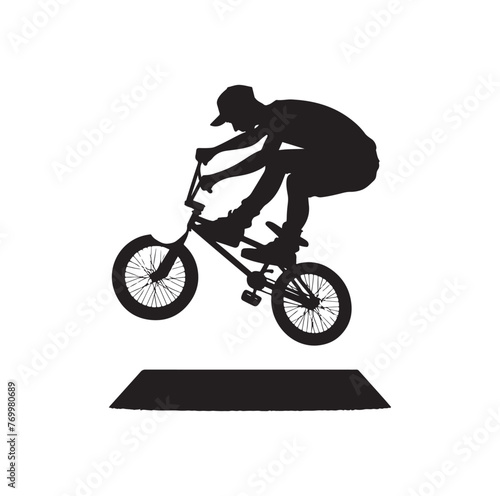 Professional bmx bicycle player silhouette. Vector illustration
