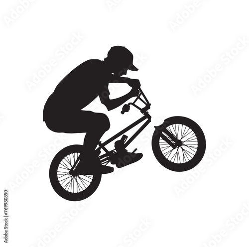 Professional bmx bicycle player silhouette. Vector illustration