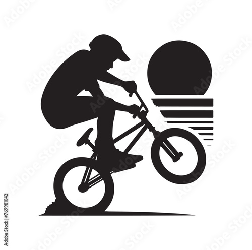 Professional bmx bicycle player silhouette. Vector illustration