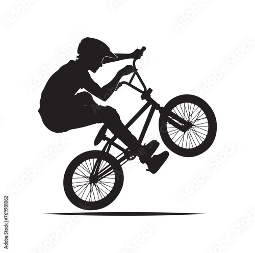 Professional bmx bicycle player silhouette. Vector illustration