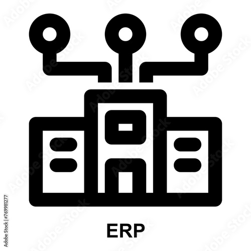 erp, enterprise, resource, planning, company, corporate, system expanded outline style icon for web mobile app presentation printing