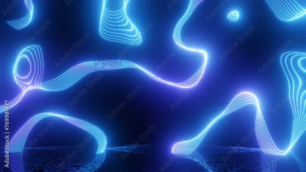 Neon Design of blue purple pattern wall in motion 4K video with various neon elements and a reflecting floor. Looped 3d render. Glowing Neon: 4K with colorful geometric shapes and a mirror effect Neon Design of blue purple pattern wall in motion 4K video with various neon elements and a reflecting floor. Looped 3d render. Glowing Neon: 4K with colorful geometric shapes and a mirror effect