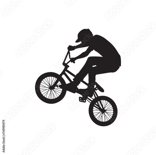 Professional bmx bicycle player silhouette. Vector illustration