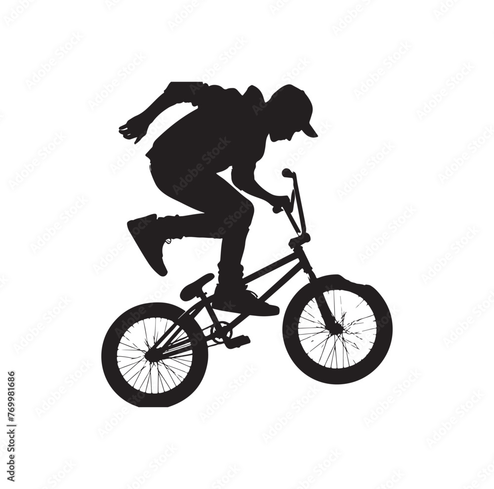 Fototapeta premium Professional bmx bicycle player silhouette. Vector illustration