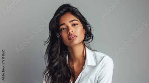 Effortless Elegance  Indian Model in Casual White Shirt generative ai
