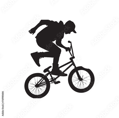 Fototapeta Naklejka Na Ścianę i Meble -  Professional bmx bicycle player silhouette. Vector illustration