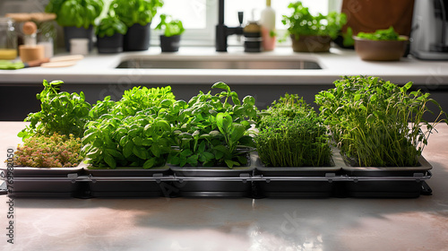 Indoor Herbal Garden in Modern Kitchen Environment