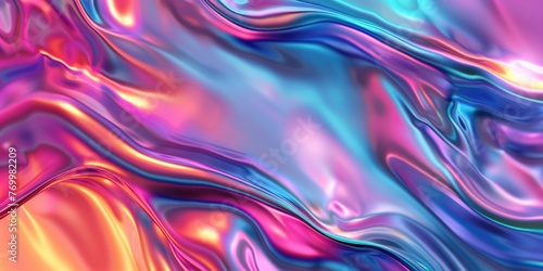 Abstract Background Design. Chrome Holographic Fluid Modern Illustration