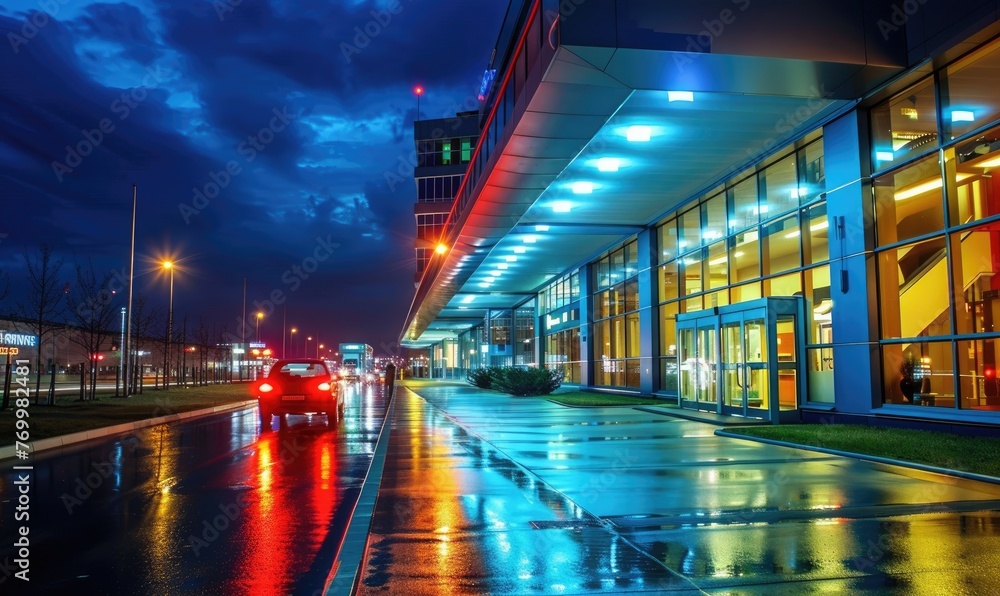 The modern medical building at night The modern medical building at night