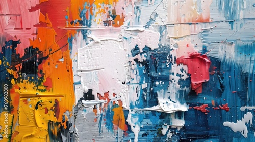 Colorful abstract oil paint background. Close-up of artist's palette.