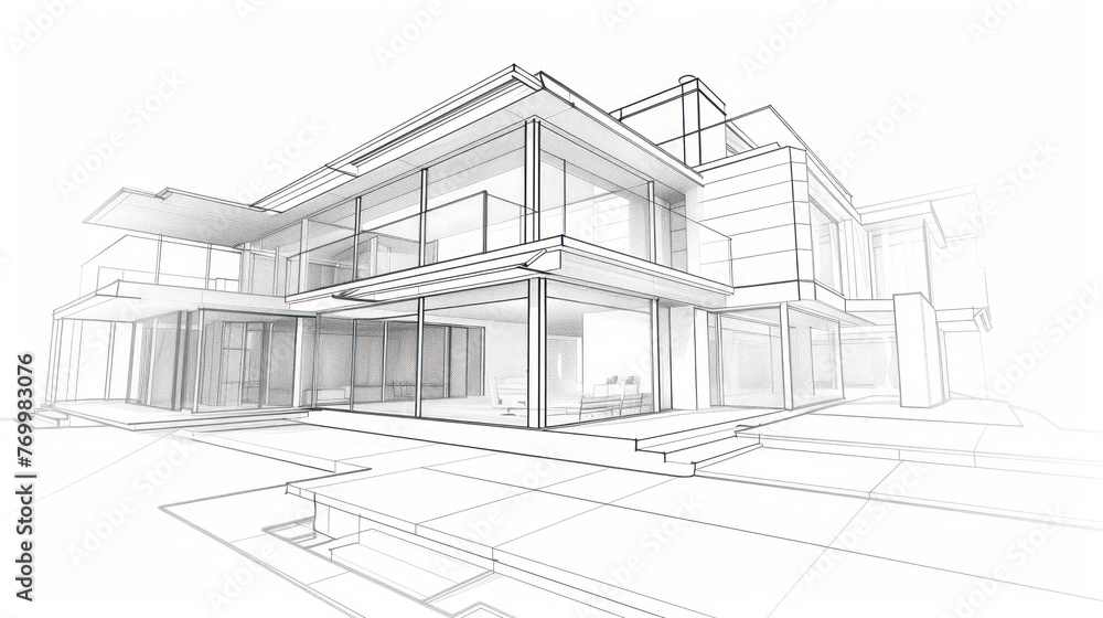 building sketches, city houses, 3d illustrations building sketches, city houses, 3d illustrations