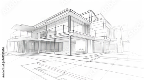 building sketches, city houses, 3d illustrations