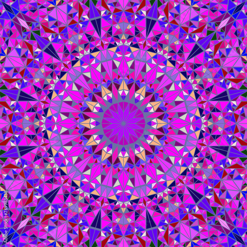 Polygonal geometrical radial tiled mosaic mandala background - abstract hypnotic colorful psychedelic vector graphic