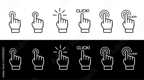 vector eps hand pointer cursor mouse (only fill) flat icons set. mouse pointer for click on link, select or swipe.  browser, web, software, app etc use. pointing finger mouse icons set. 