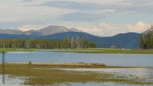 Late Spring in Yellowstone National Park: Looking Across Yellowstone Lake From Gull Point to the Mountains of the Absaroka Range. photo