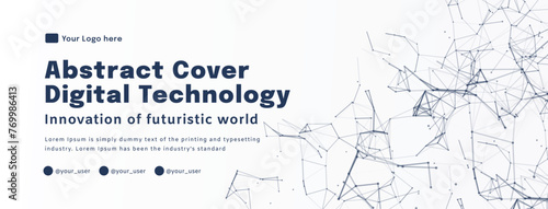 Digital technology poster cover speed connect dark white background, cyber information, abstract communication, innovation future tech data, internet network connection, Ai big data blend illustration