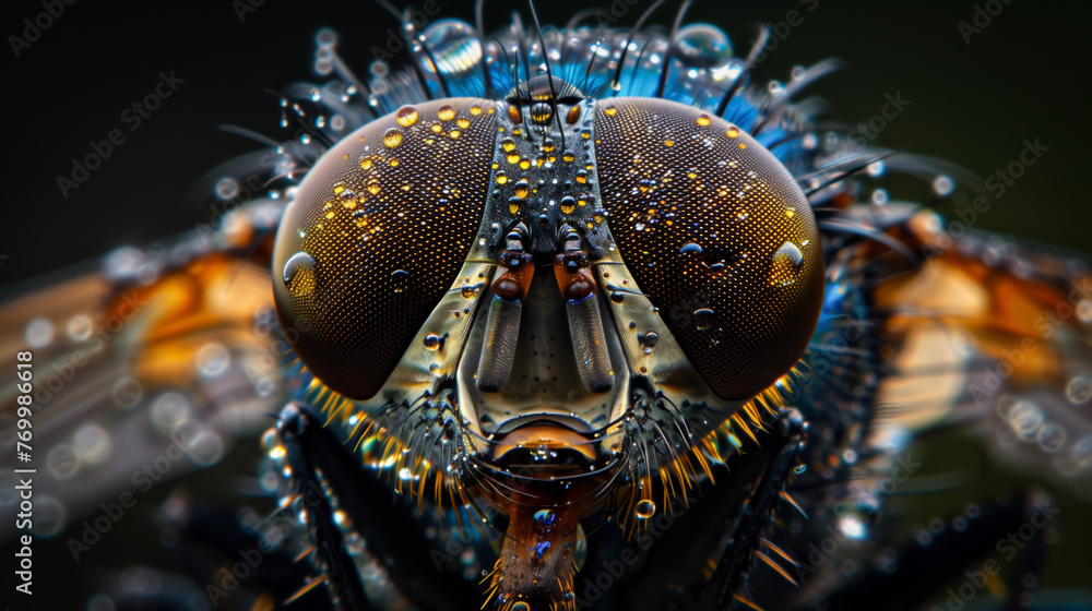 close-up of the eyes of a fly close-up of the eyes of a fly