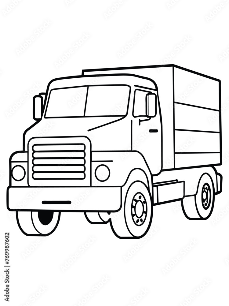 truck line art isolated on white truck line art isolated on white