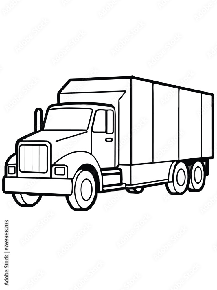 truck line art isolated on white truck line art isolated on white