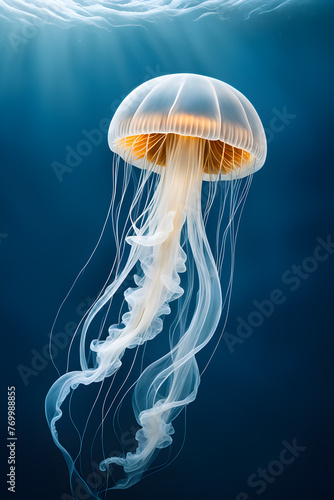 transparent jellyfish on the seabed